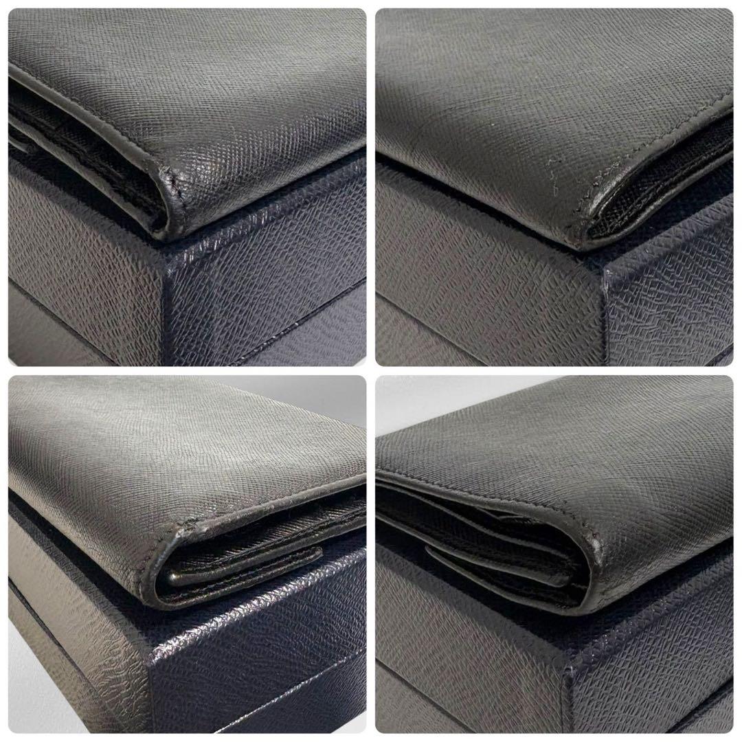 超極美品✨ PRADA プラダ 三つ折り財布 サフィアーノ ブラック 三角ロゴ