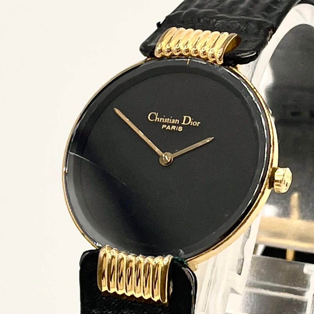 【稼働/新品電池】クリスチャンディオール バギラ ブラックムーン QZ 腕時計