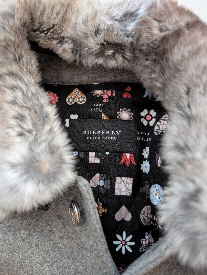 ★希少★バーバリーブラックレーベル　内側モノグラム柄グレージャケットコートM