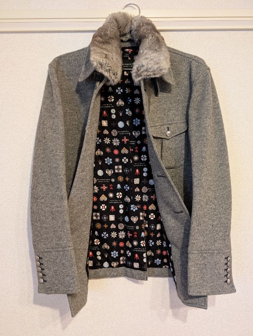 ★希少★バーバリーブラックレーベル　内側モノグラム柄グレージャケットコートM