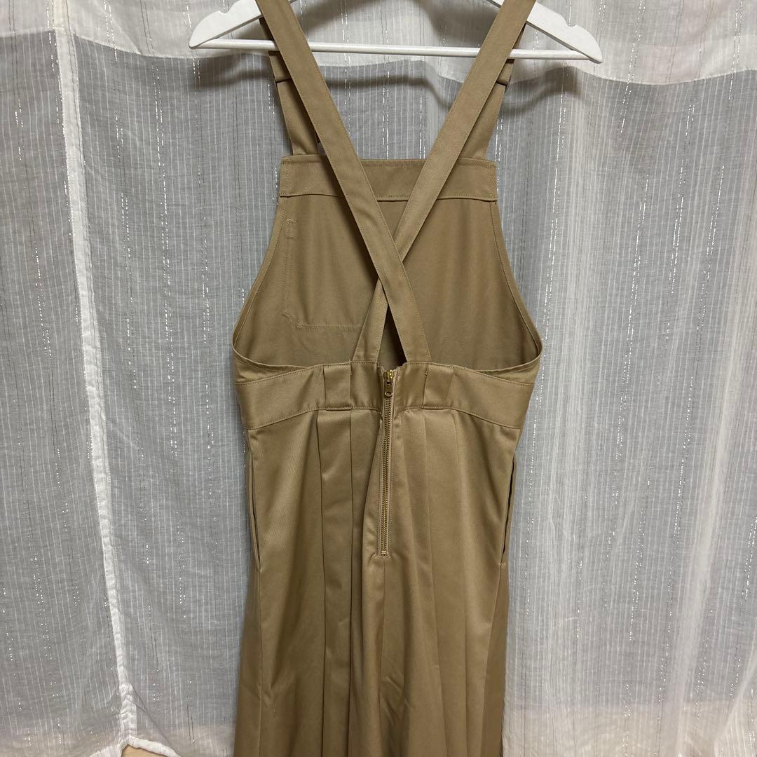 ダントン　ベージュ エプロンスタイル サロペット