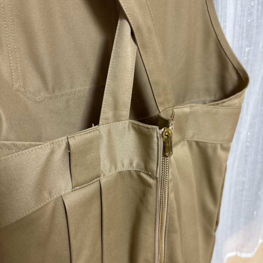 ダントン　ベージュ エプロンスタイル サロペット