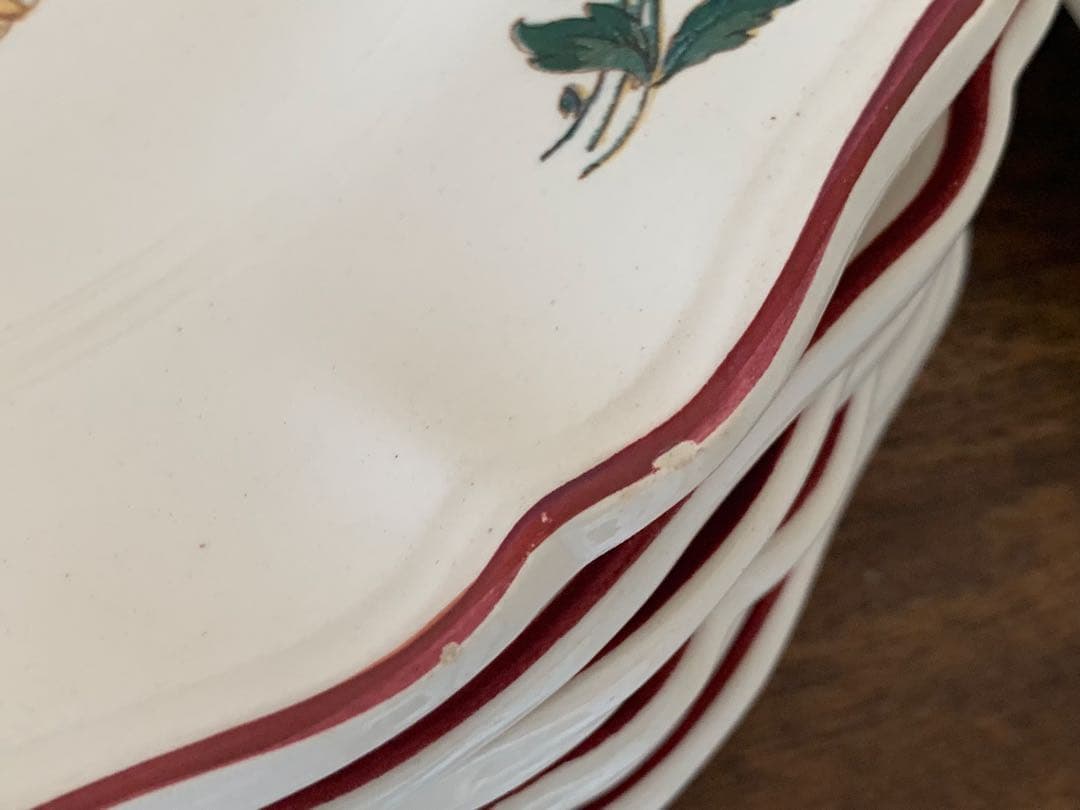 フランスアンティーク　サルグミンヌ　アグレスト　野花　皿　プレート　6枚セット