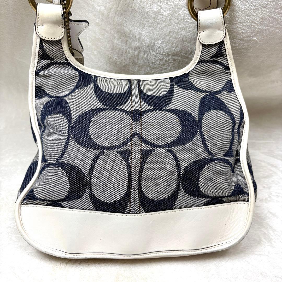 Coach Shoulder Bag Denim Blue White コーチ