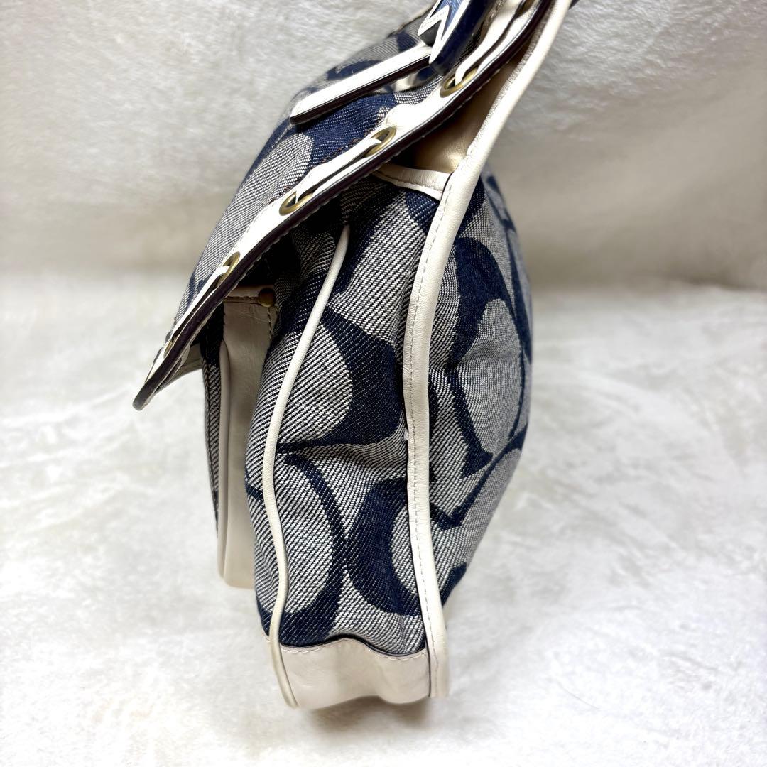 Coach Shoulder Bag Denim Blue White コーチ