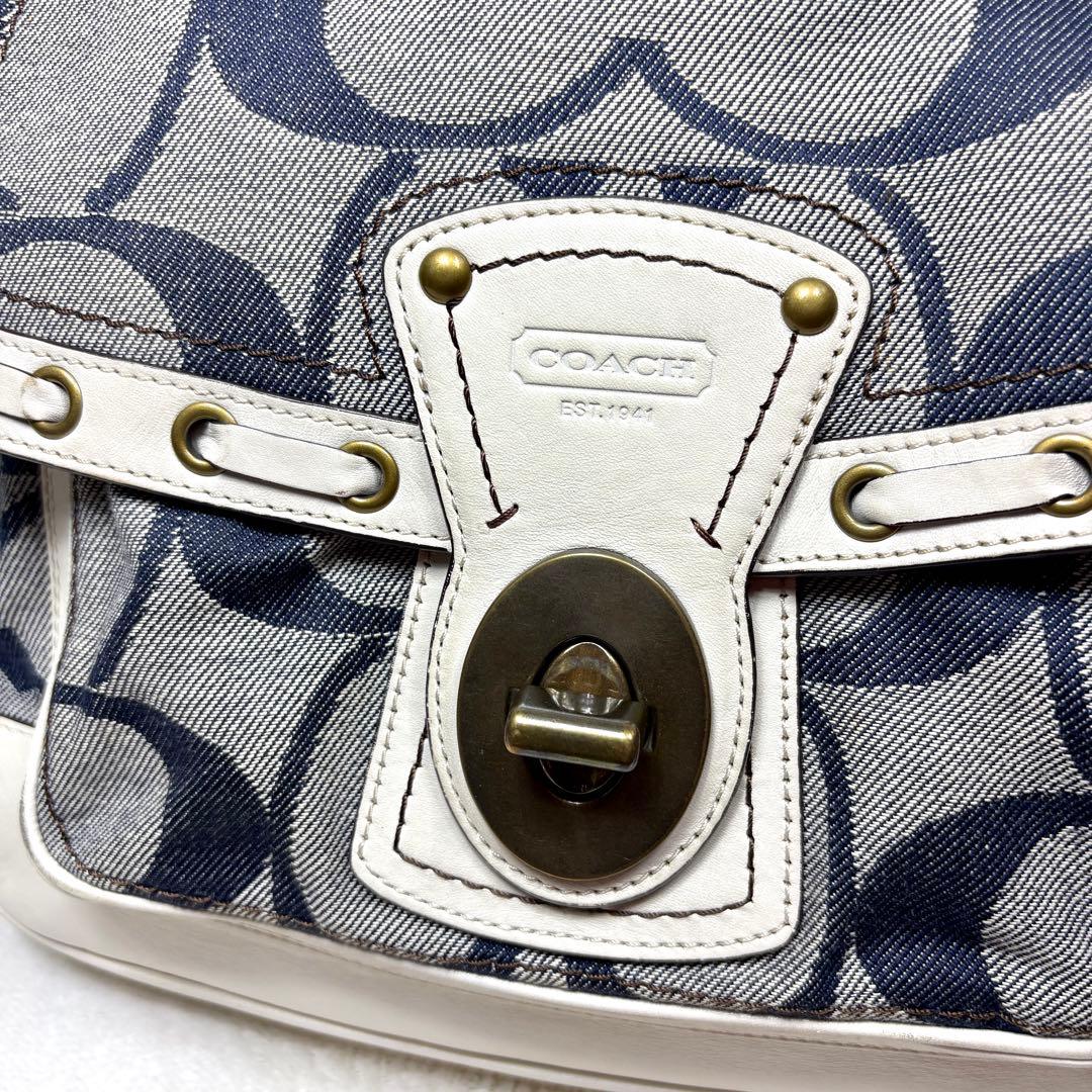 Coach Shoulder Bag Denim Blue White コーチ