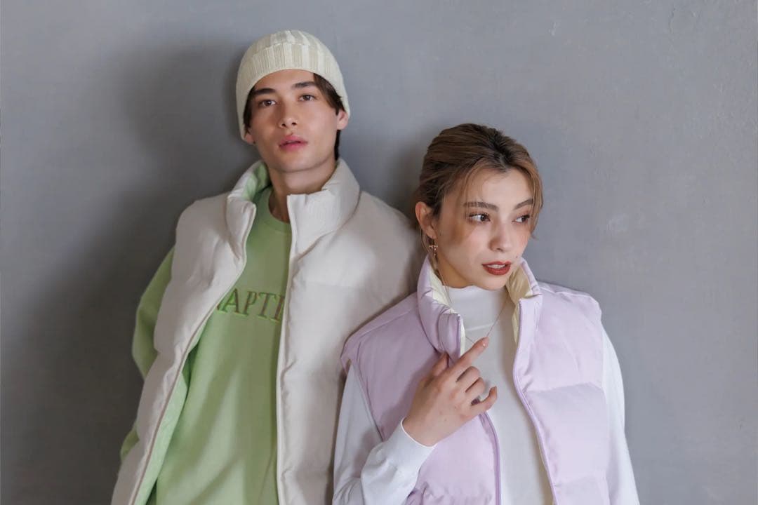 Naptime Nissy中綿リバーシブルベストBLACK×総柄BLACK M