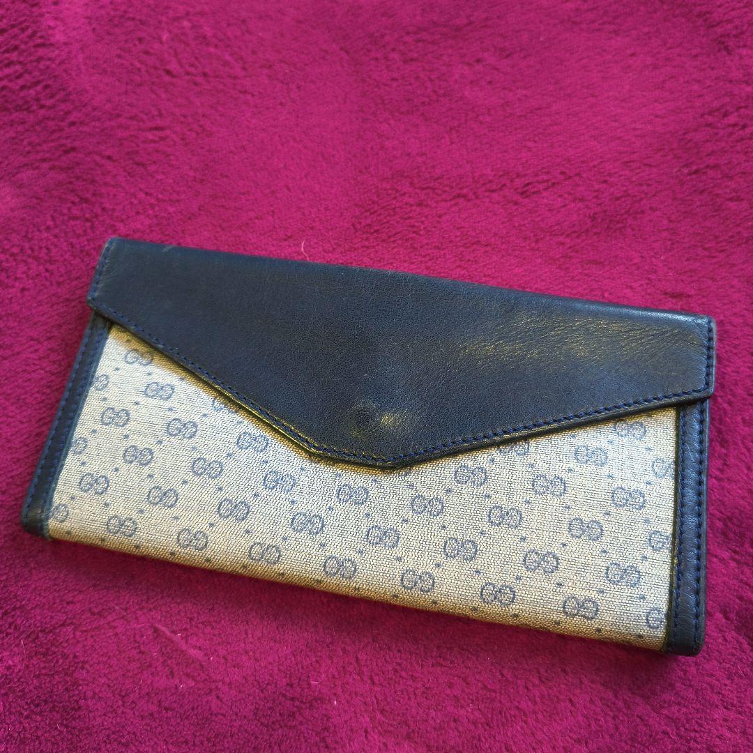オールドGUCCI 二つ折り長財布 GクリップGG柄　イタリア製