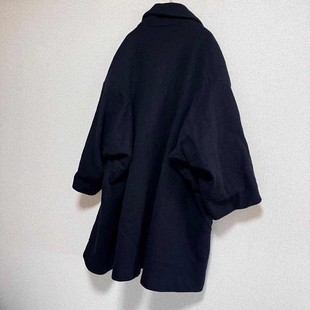 ささみちゃん　　縮絨ウール　ワイドコート　ネイビー
