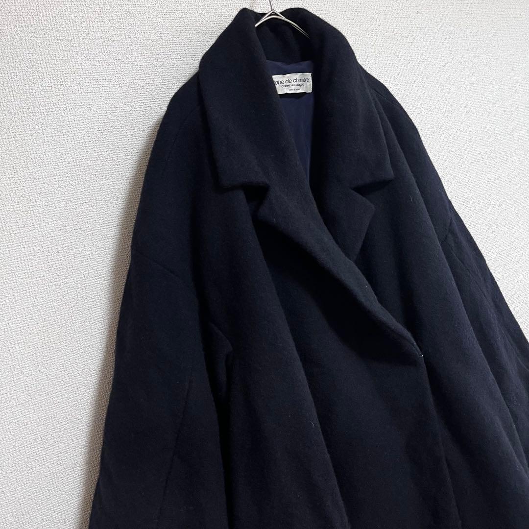 ささみちゃん　　縮絨ウール　ワイドコート　ネイビー
