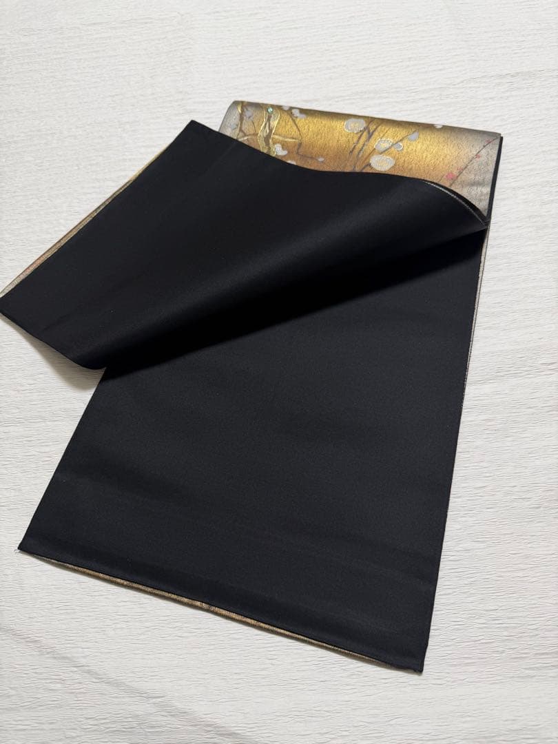 m-75 螺鈿細工 枝梅 袋帯 正絹