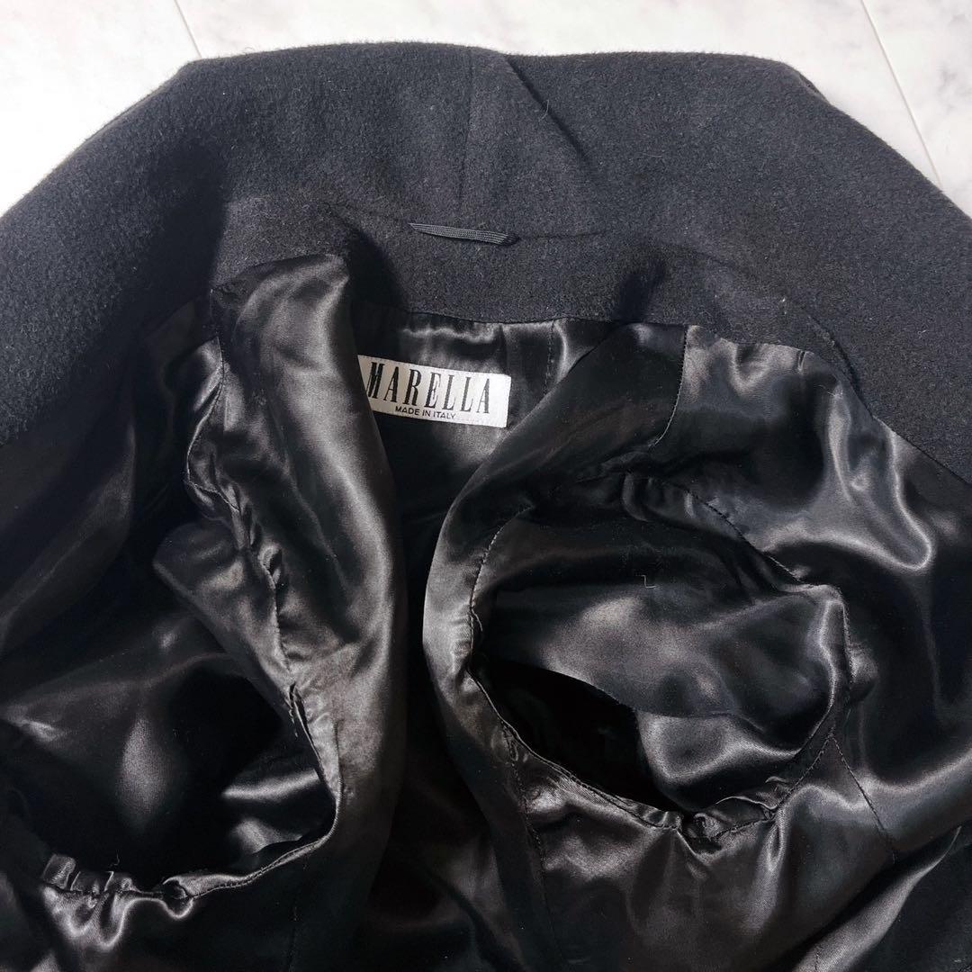 MARELLA マキシ丈　ダブル　ロングコート　カシミヤ混　イタリア製　黒