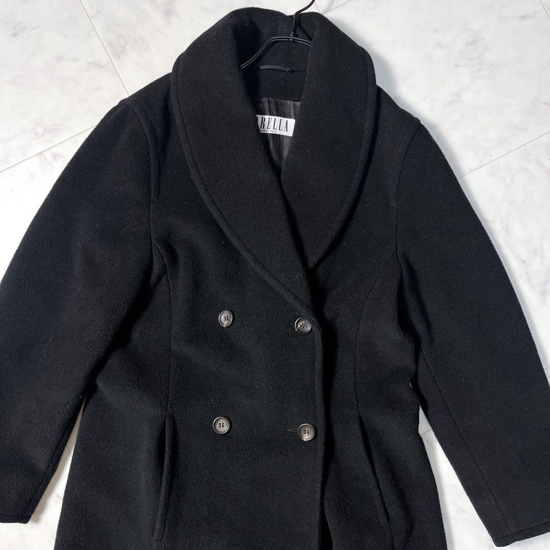 MARELLA マキシ丈　ダブル　ロングコート　カシミヤ混　イタリア製　黒