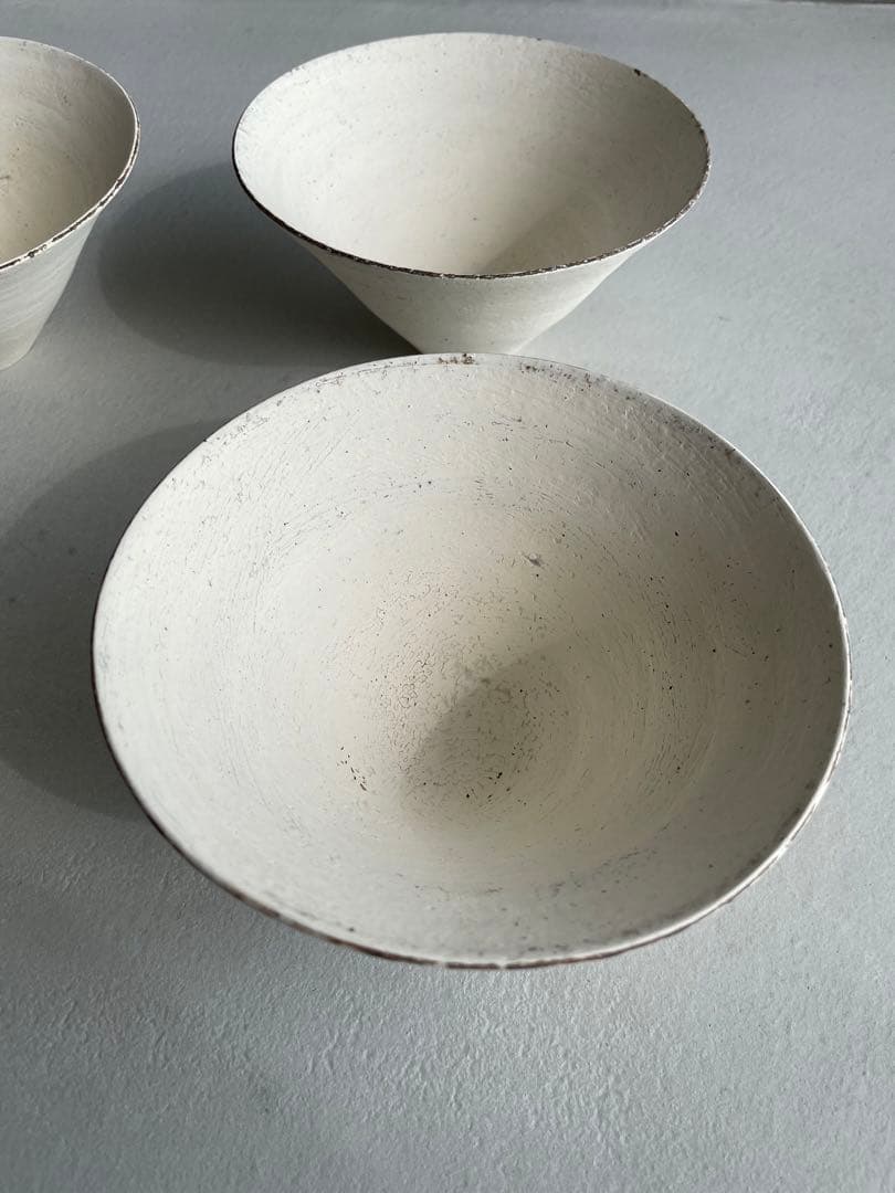 2020n 二階堂明弘 焼き締め 三角椀 白 ホワイト 4点セット
