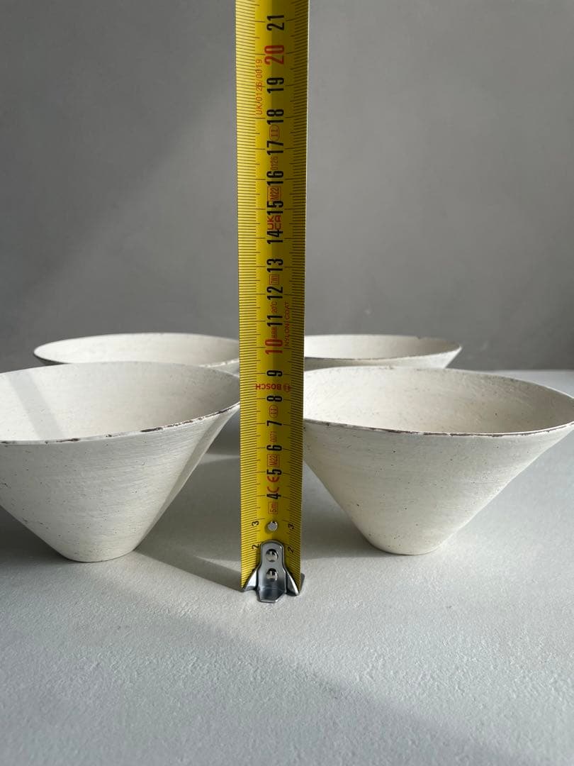 2020n 二階堂明弘 焼き締め 三角椀 白 ホワイト 4点セット