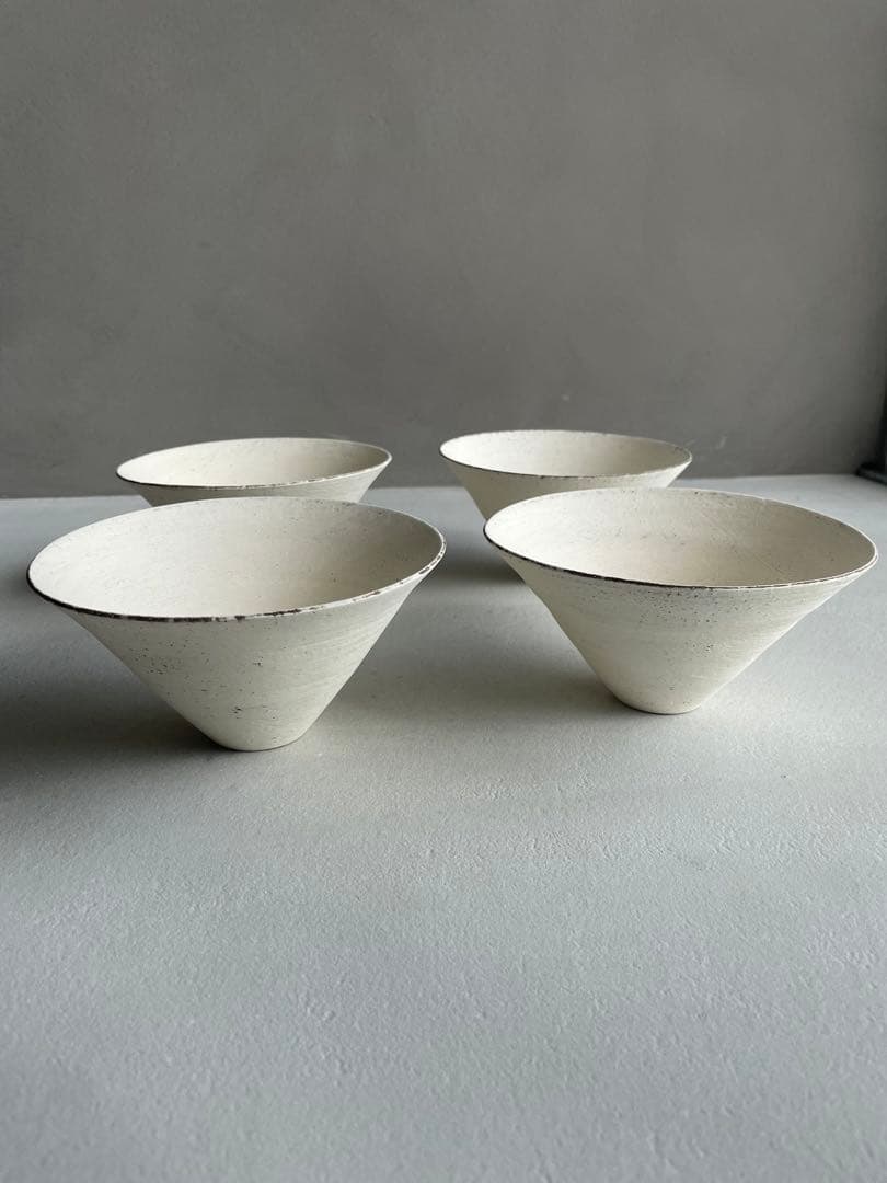 2020n 二階堂明弘 焼き締め 三角椀 白 ホワイト 4点セット