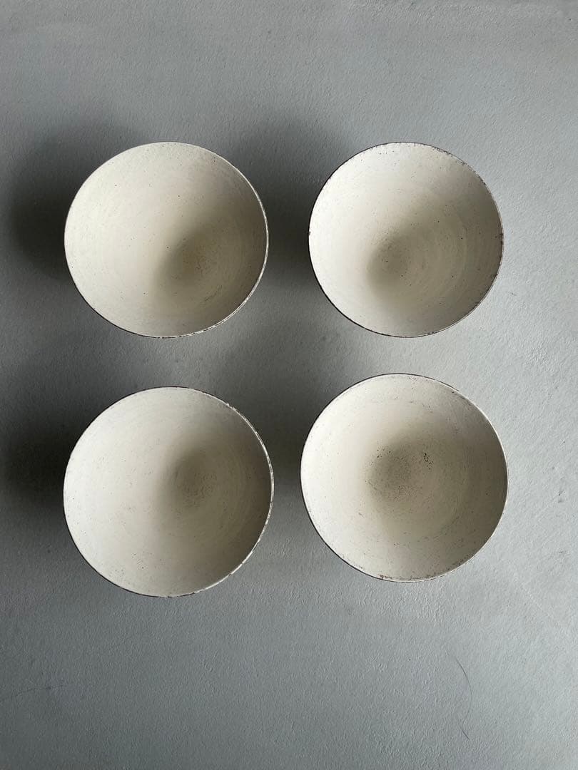 2020n 二階堂明弘 焼き締め 三角椀 白 ホワイト 4点セット