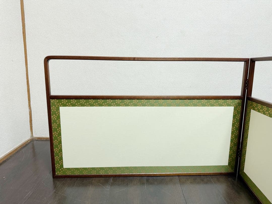 未使用 茶道具 溜塗 利休梅 風炉先屏風 裏白 両面使い 上透かし