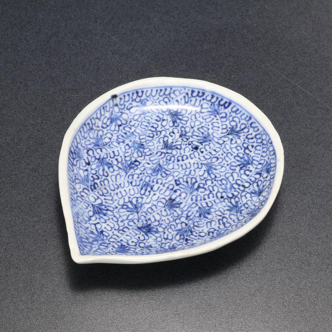 伊万里染付微塵唐草　しずく形豆皿５枚　骨董　古伊万里　R1663