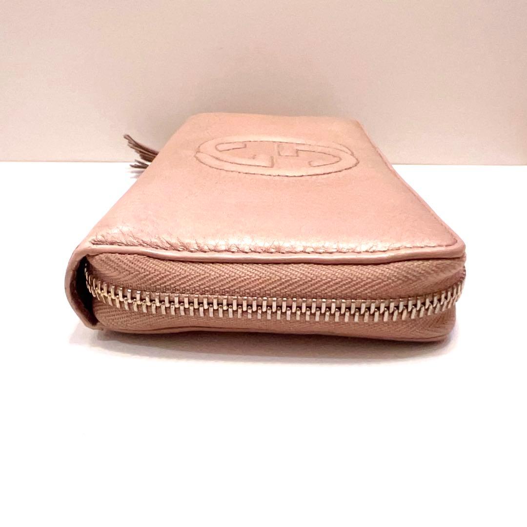 グッチ 長財布 ソーホー インターロッキング レザー ラウンドファスナー ピンク
