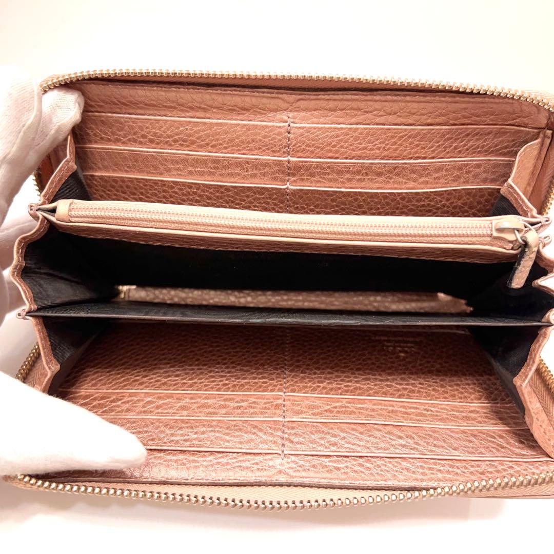 グッチ 長財布 ソーホー インターロッキング レザー ラウンドファスナー ピンク