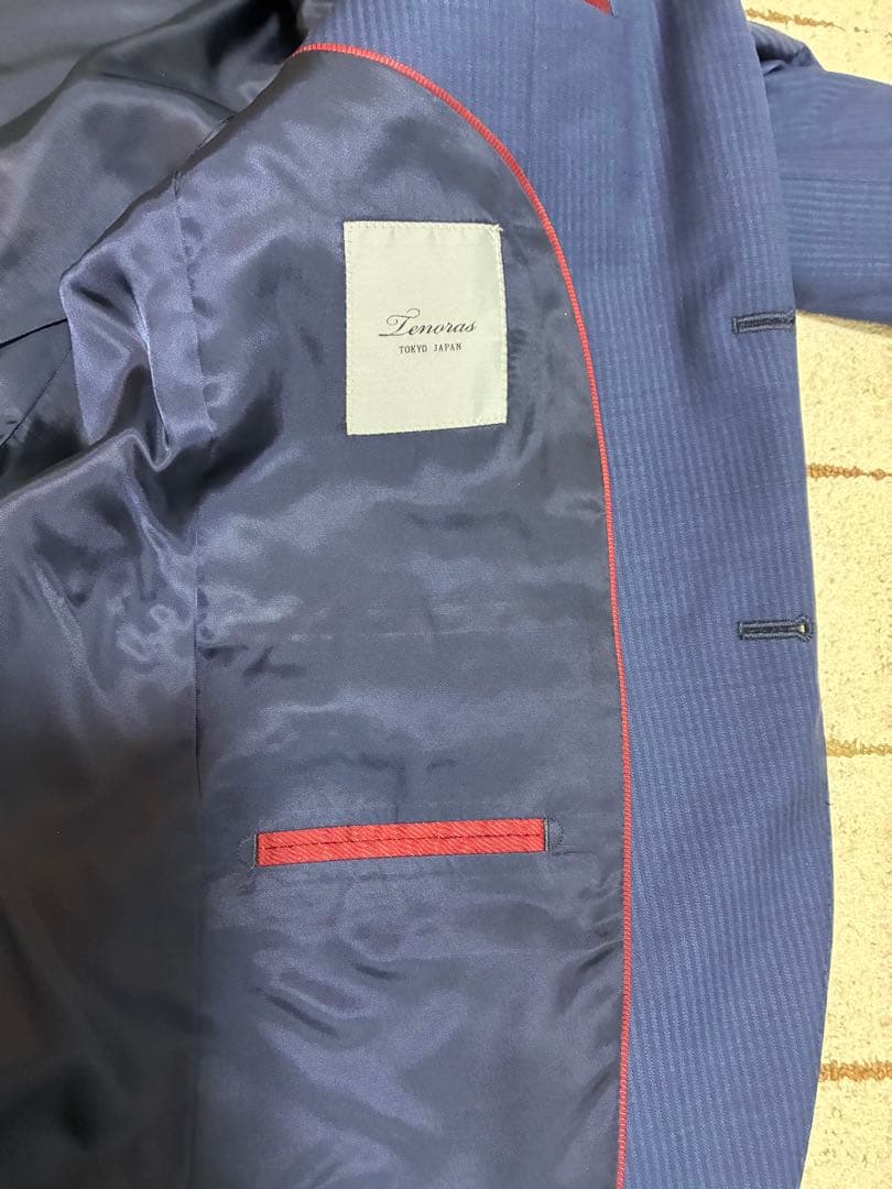 TENORAS ティノラス スリーピーススーツ ブルーM お洒落 裏地赤ライン