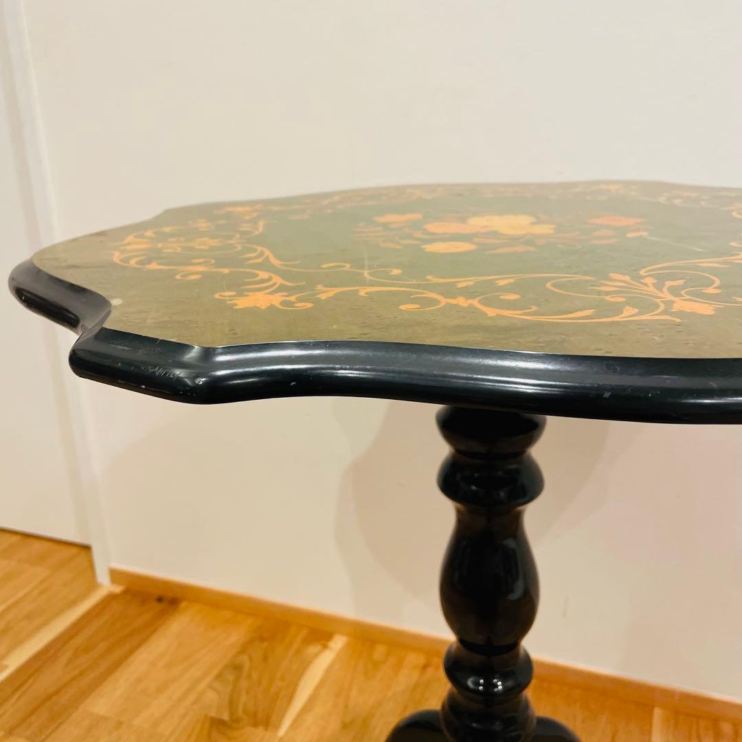 イタリア製 象嵌サイドテーブル コーヒーテーブル グリーン アンティーク