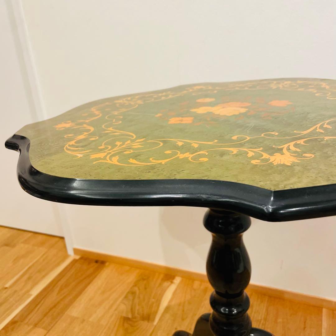 イタリア製 象嵌サイドテーブル コーヒーテーブル グリーン アンティーク