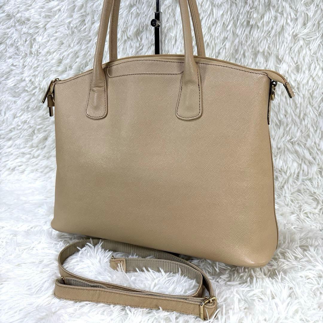 HAMANO 濱野皮革工藝 2WAY サフィアーノレザー　トートバッグ　ベージュ