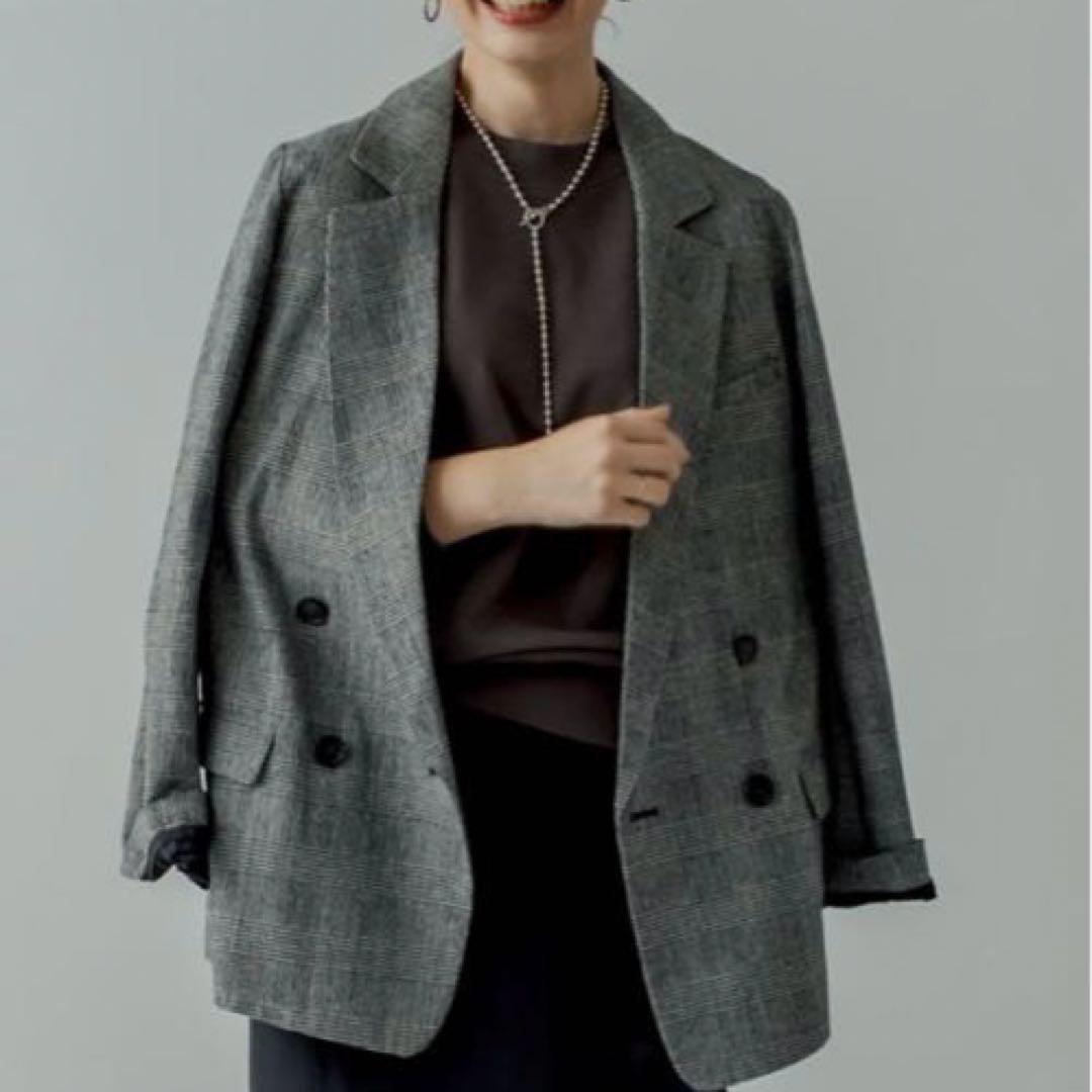 ラウンジドレス　グレンチェックダブルジャケット