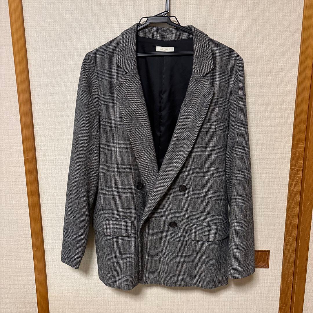 ラウンジドレス　グレンチェックダブルジャケット