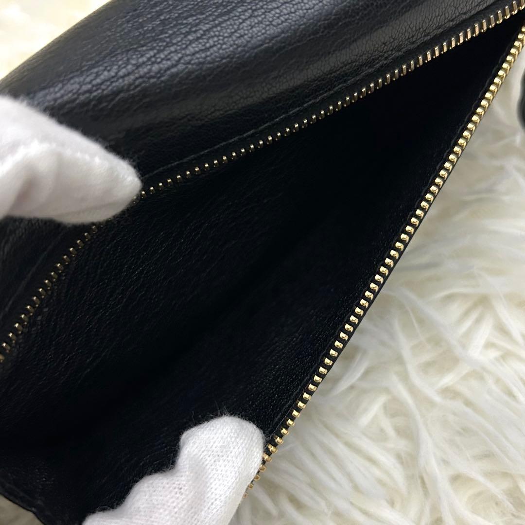 【極美品】MIUMIU ミュウミュウ リボン 長財布 レザー ブラック