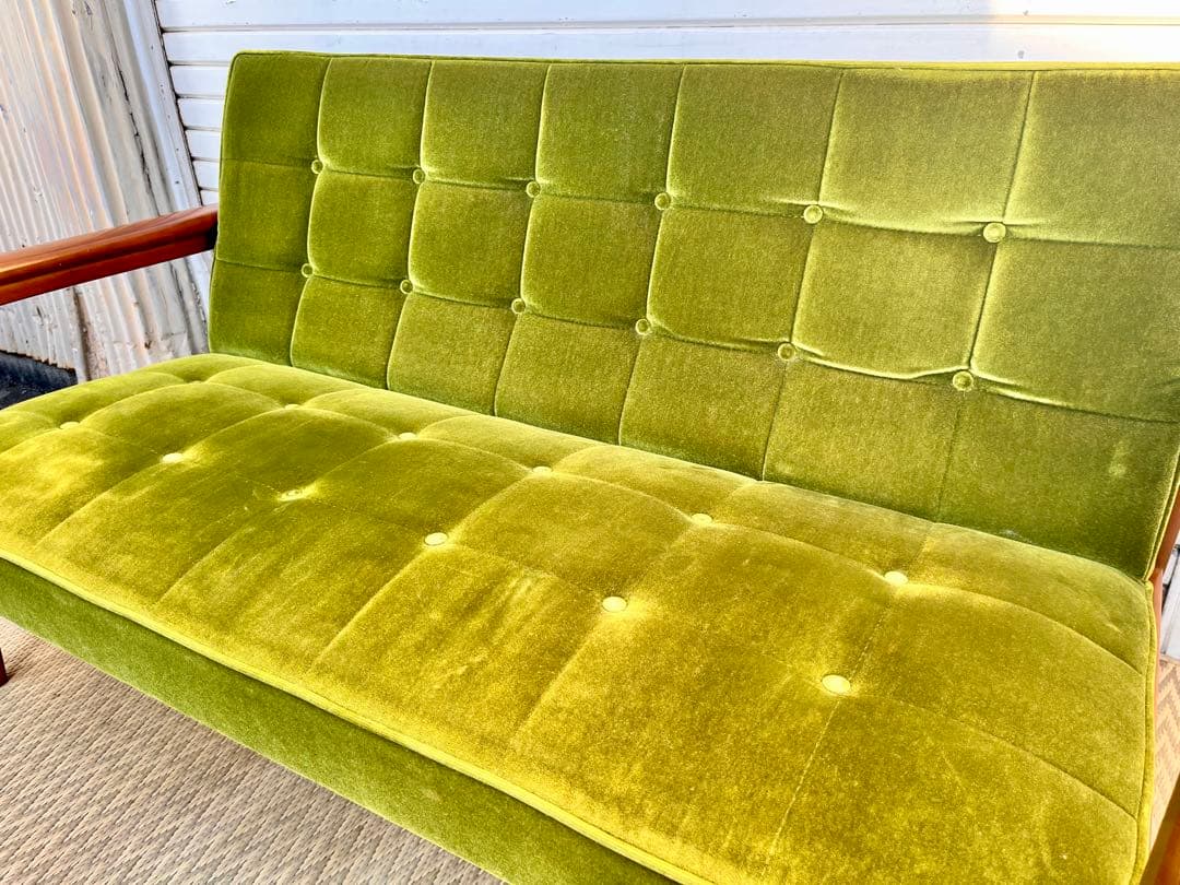 ③ 【送料込み】カリモク60 Kチェア モケットグリーン　2人掛けソファ