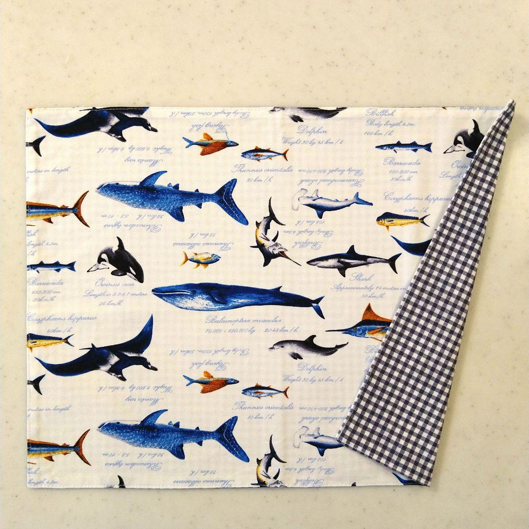 No.2225　お弁当袋(ボタン付き)、巾着袋(片ひも)、ランチマット　3点×4