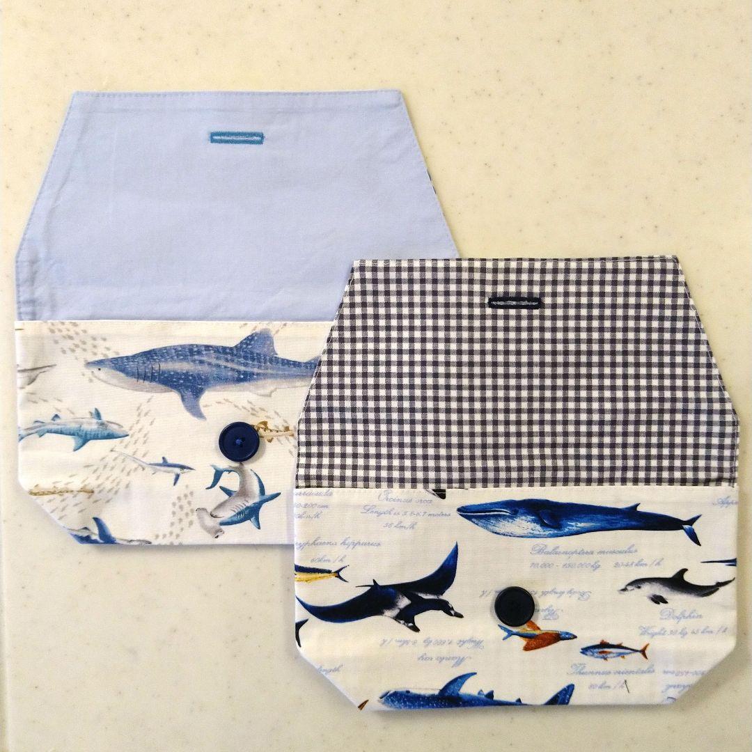 No.2225　お弁当袋(ボタン付き)、巾着袋(片ひも)、ランチマット　3点×4