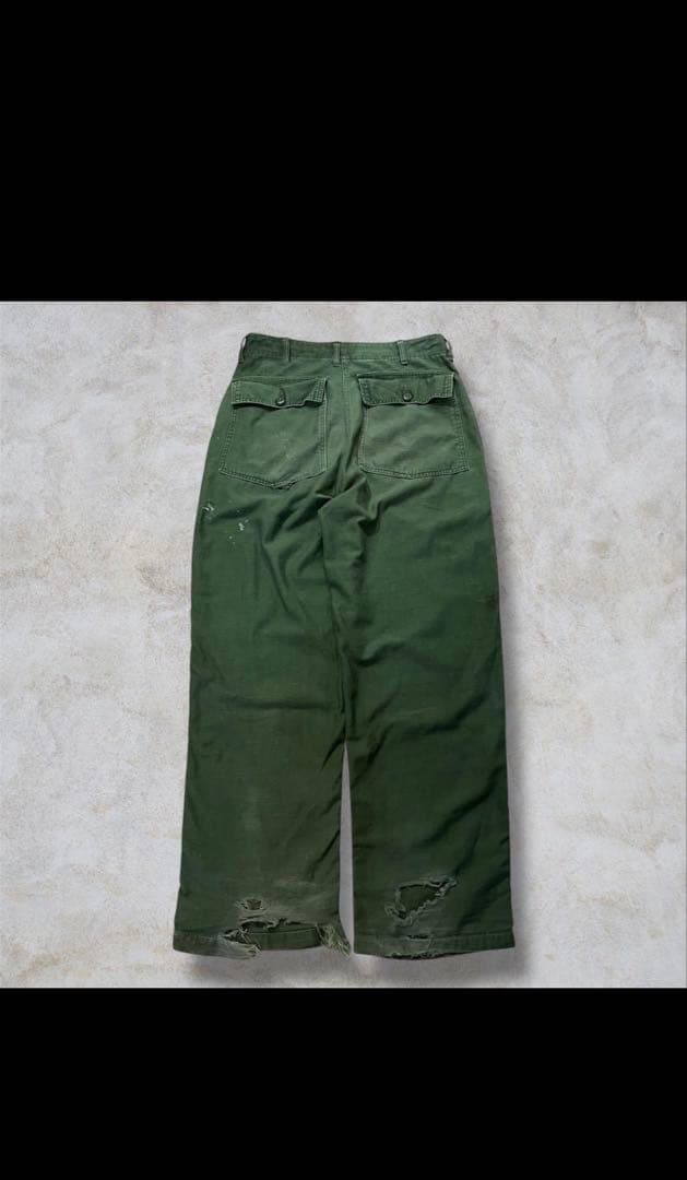 希少70's 米軍実物 OG-107ファティーグ ベイカーパンツ　コットンサテン