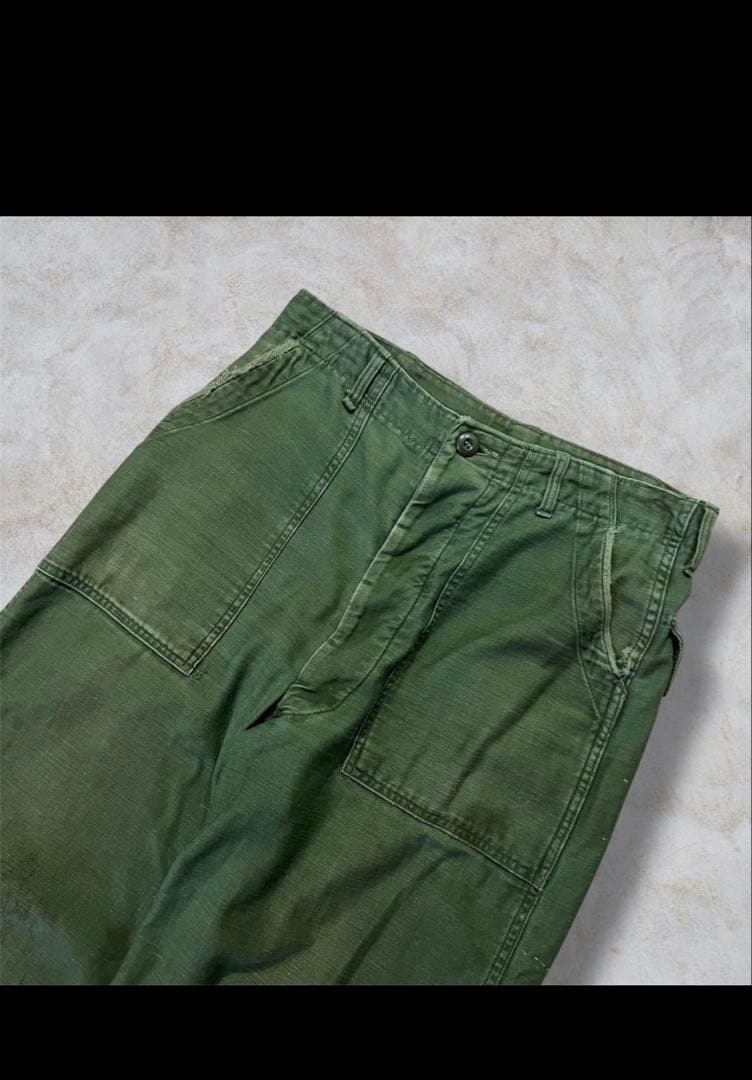 希少70's 米軍実物 OG-107ファティーグ ベイカーパンツ　コットンサテン