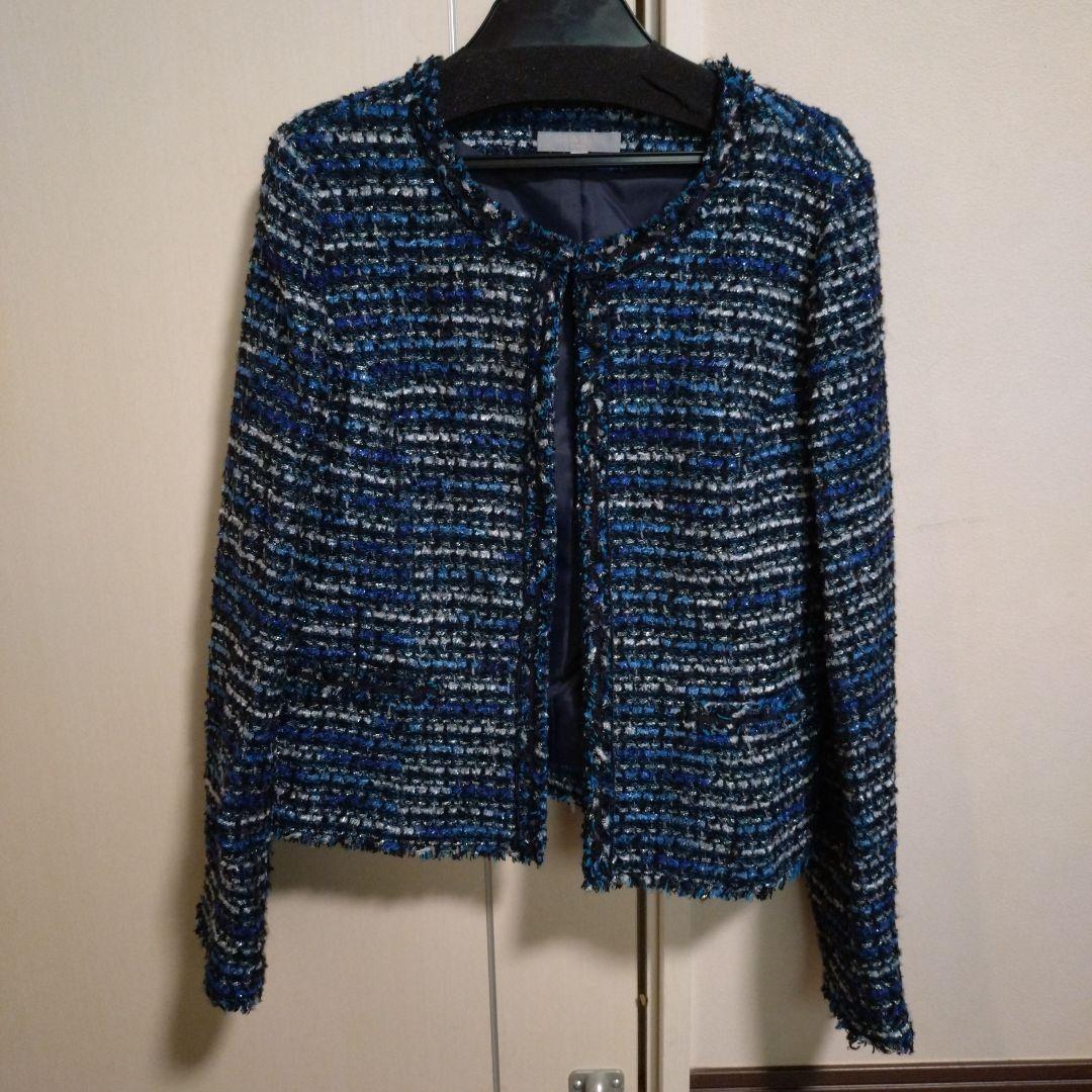 新品未使用ナチュラルビューティーノーカラー ツイードジャケット 青系
