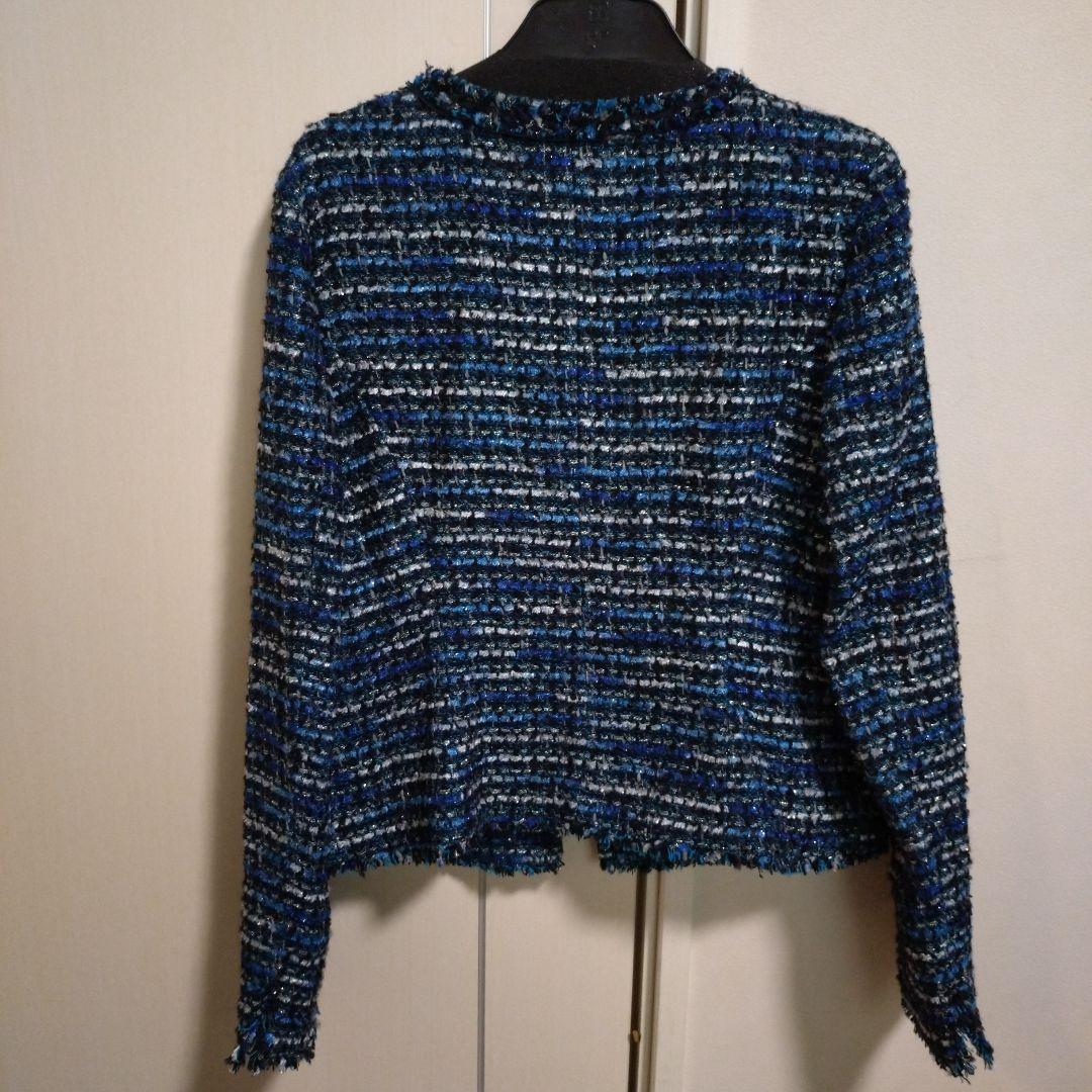 新品未使用ナチュラルビューティーノーカラー ツイードジャケット 青系