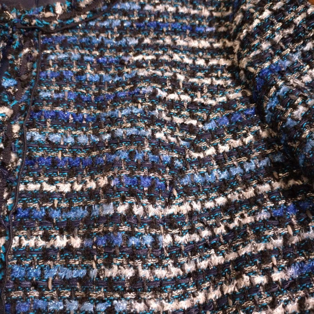 新品未使用ナチュラルビューティーノーカラー ツイードジャケット 青系