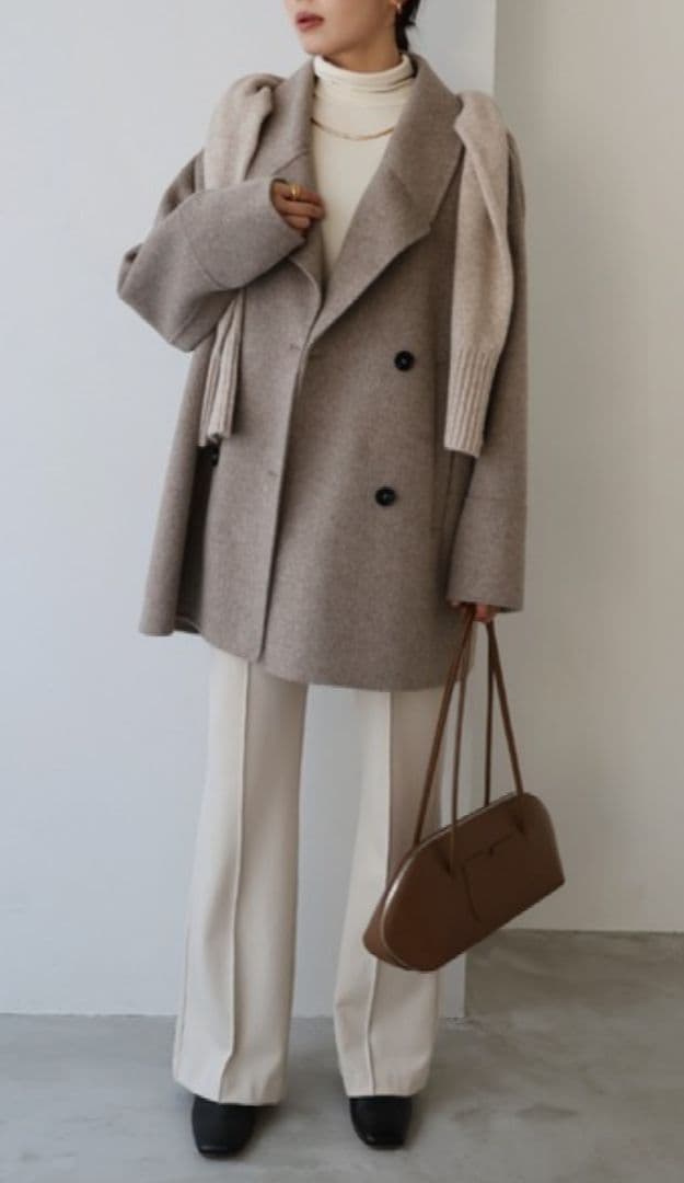 新品 evernavy エバーネイビー リバー ピーコート ウール べージュ