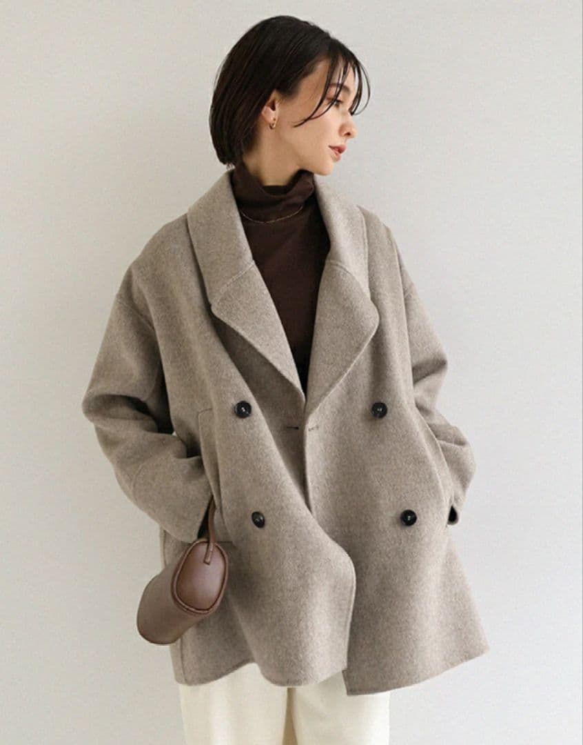 新品 evernavy エバーネイビー リバー ピーコート ウール べージュ