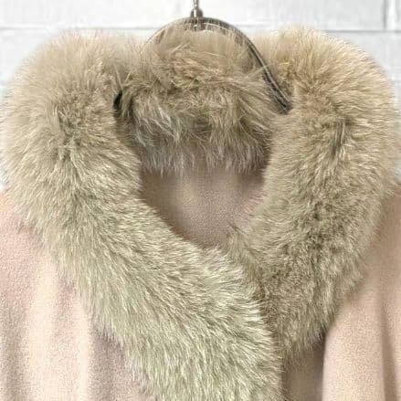 極太フォックスファー カシミヤ100% ポンチョコート　ベージュ 大判