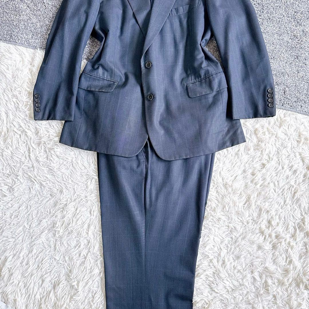 当時物　オールド　ディオール セットアップ　スーツ　チェック柄　ネイビー　2B