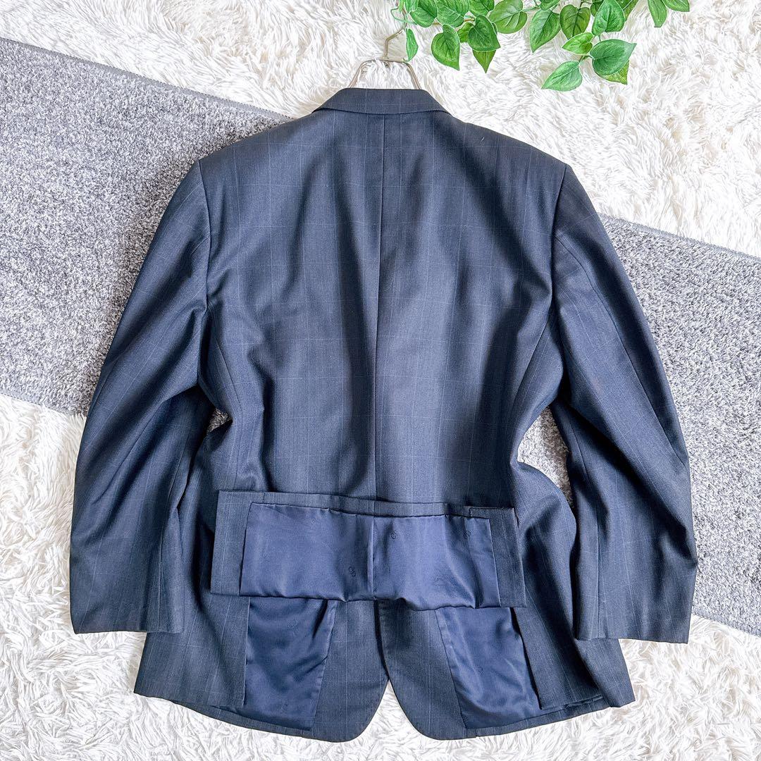 当時物　オールド　ディオール セットアップ　スーツ　チェック柄　ネイビー　2B