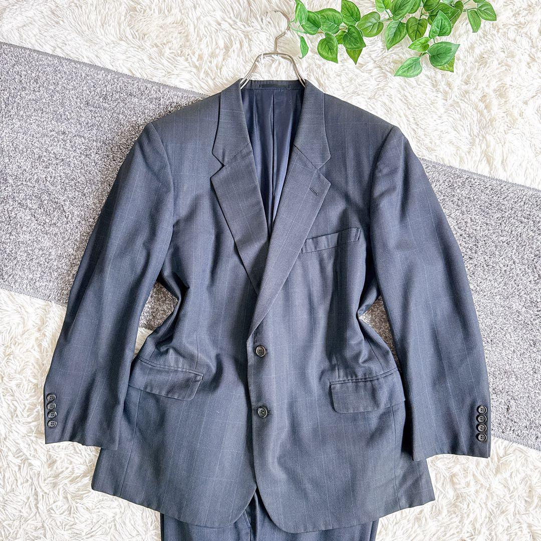 当時物　オールド　ディオール セットアップ　スーツ　チェック柄　ネイビー　2B