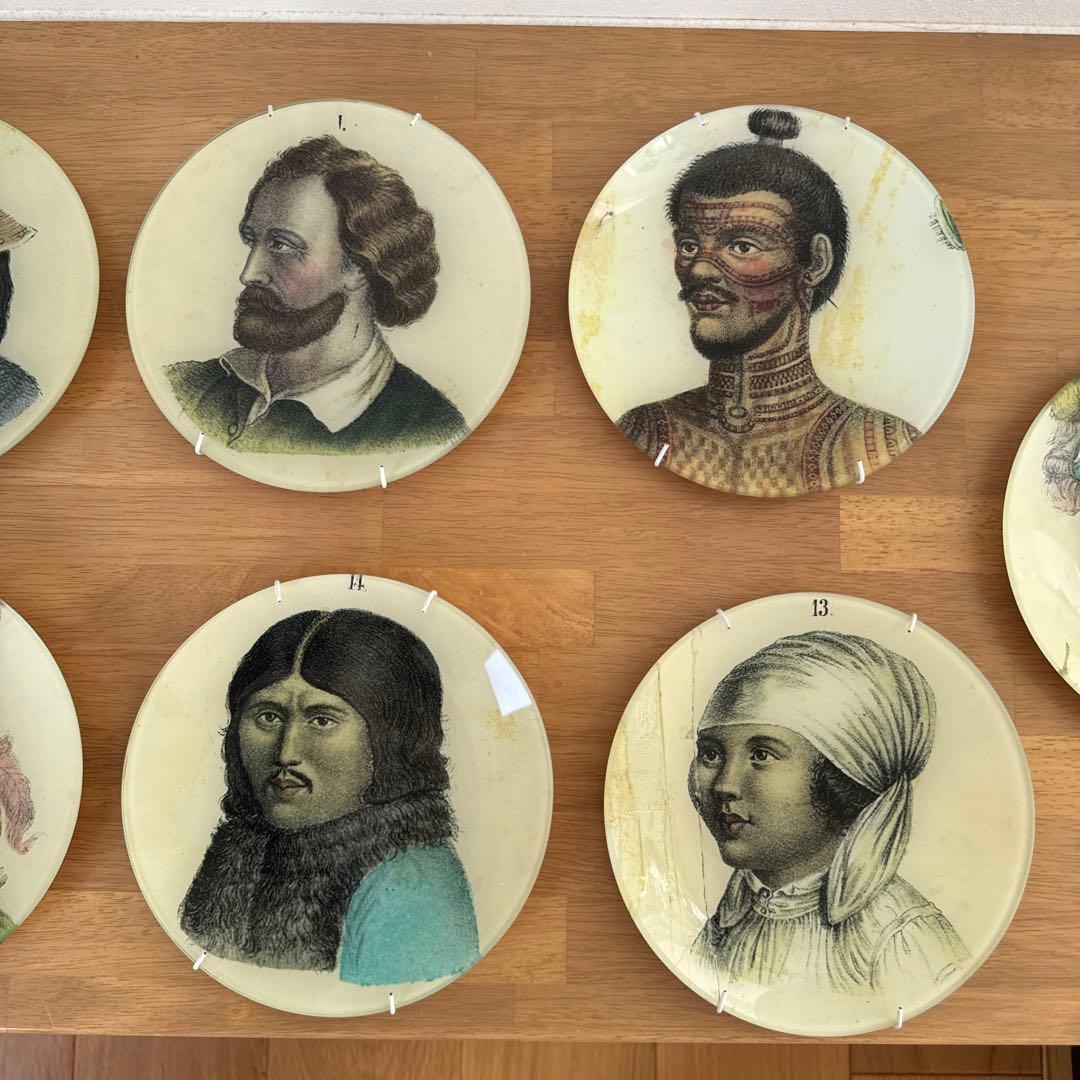 【JOHN DERIAN】ジョンデリアン　人物肖像画 陶器皿 9枚セット