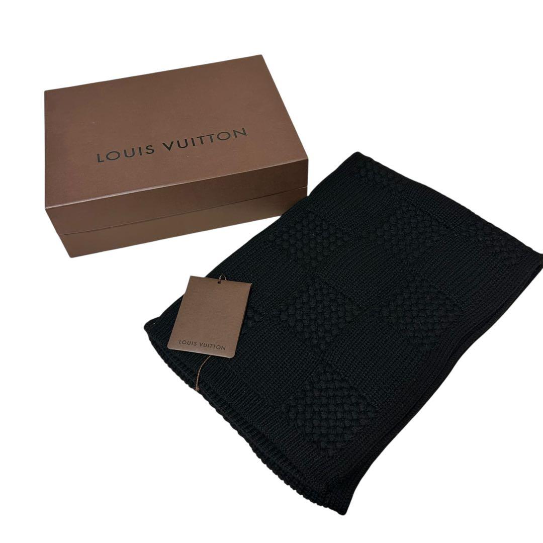 LOUIS VUITTON マフラー　ダミエ　パッチワーク　ブラック
