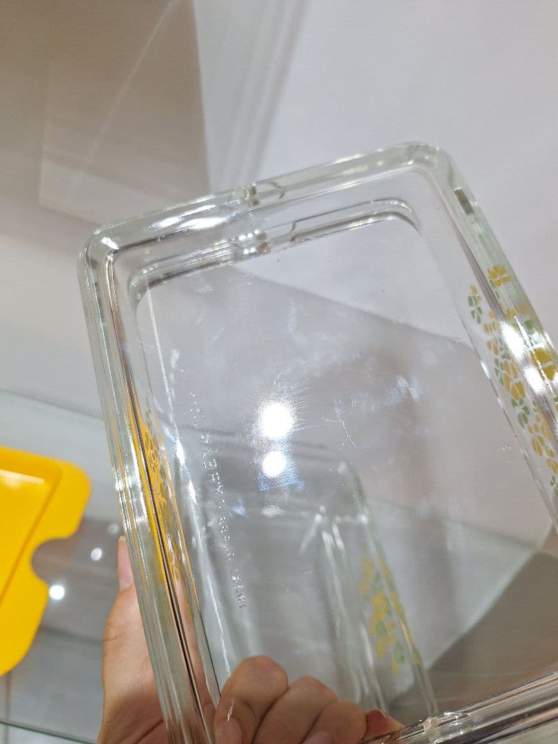 PYREX　オールドパイレックス　花柄　ガラス保存容器 2段　蓋1枚　未使用品
