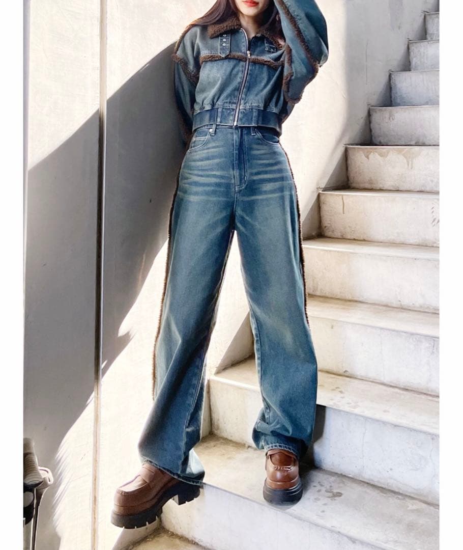 EVRIS デニム ボアブルゾン　セットアップ